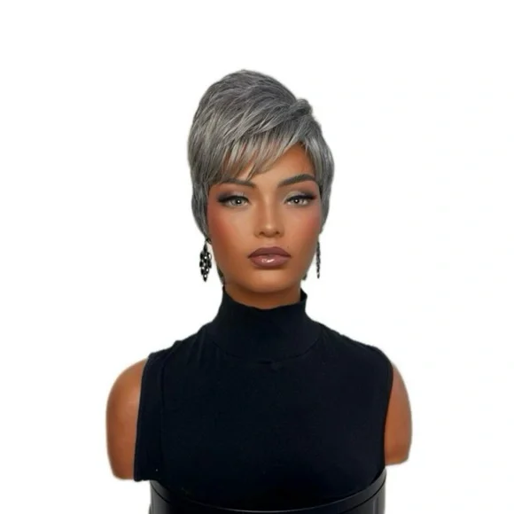 NIECY | Silver Feathered Pixie Wig - Picture 1 of 6